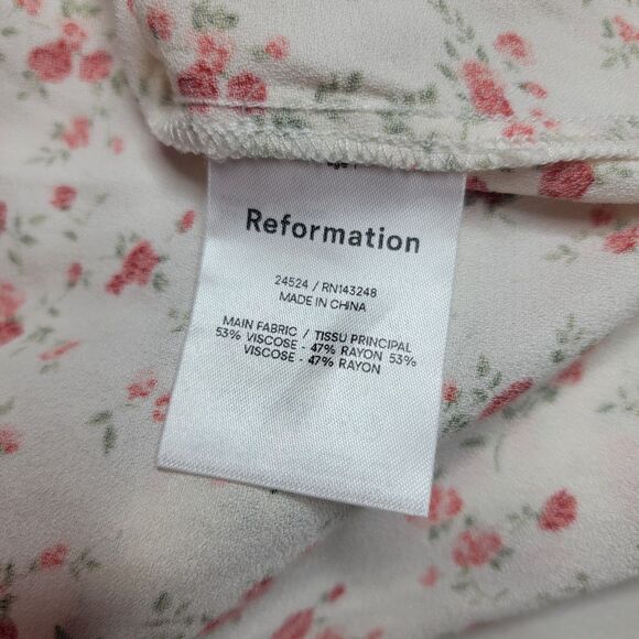 Reformation  Dress Sz 10 Hedy Faux Wrap Excellent Spring Mini Floral Guest Ivory - Picture 14 of 17